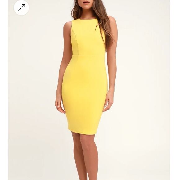 Lulus Speak Sweetly Yellow Open Back Sleeveless Sheath Dress Size S Small NEW - Picture 9 of 9